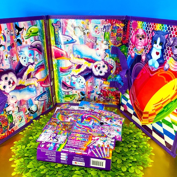 LISA FRANK TRIFOLD PORTFOLIO OVER 750 STICKERS 3 PUZZLES ACTIVITY SET MO… - Picture 5 of 16